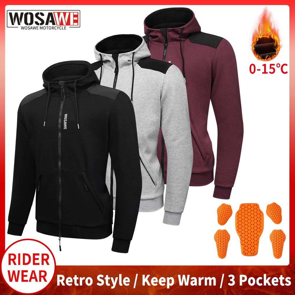 Motorcycle Gear Hoodie - WOSAWE Motorcycle Hoodie Jacket Motocross Warm