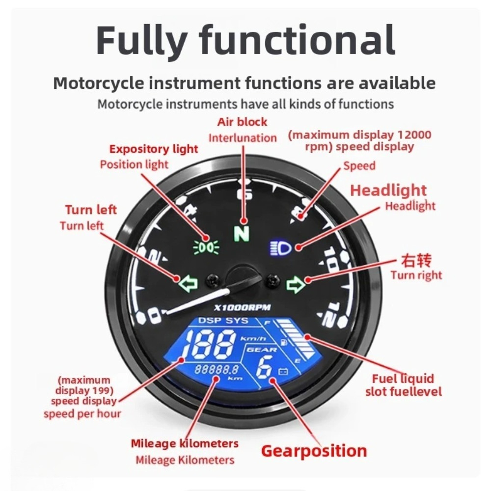 Universal Motorcycle Meter Spe - đánh giá và giá Motorcycle Gear Indicator